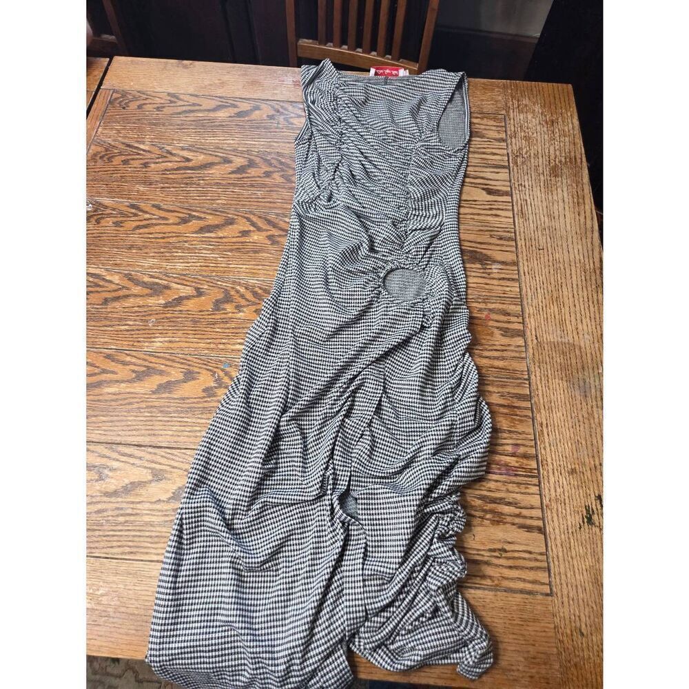Lisa Says Gah Houndstooth Print Long Dress sz Small